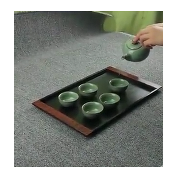 長方形托盤日式創意木紋防滑托盤賓館酒店商用茶水盤家用塑料托盤