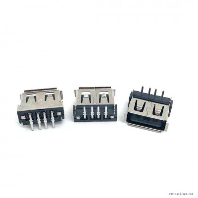 USB 2.0母座 usb母座短體10.6無腳插板DIP 卷邊黑膠LCP灰膠 短體