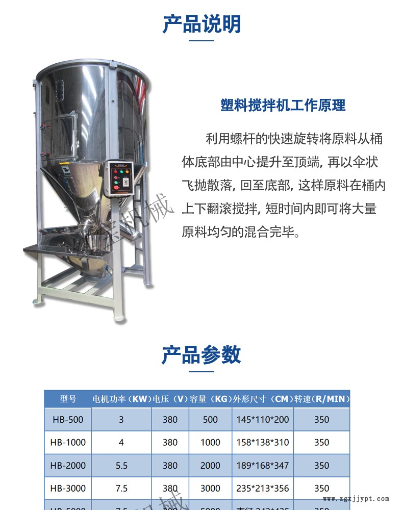 塑料顆粒攪拌機 手提塑料袋專用1000KG塑料顆粒攪拌機  不銹鋼制作 廠家批發示例圖3