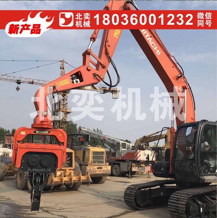 光伏發電樁液壓震動錘，震動打樁機，機械手震動打樁錘 挖掘機打樁臂打拔樁機、光伏打樁機、挖掘機打樁錘、鋼板打樁機示例圖4